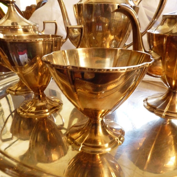 VTG Sheffield Pairpoint Silver plate 5 pc set Coffee Tea pot sugar bowl creamer - Picture 5 of 10